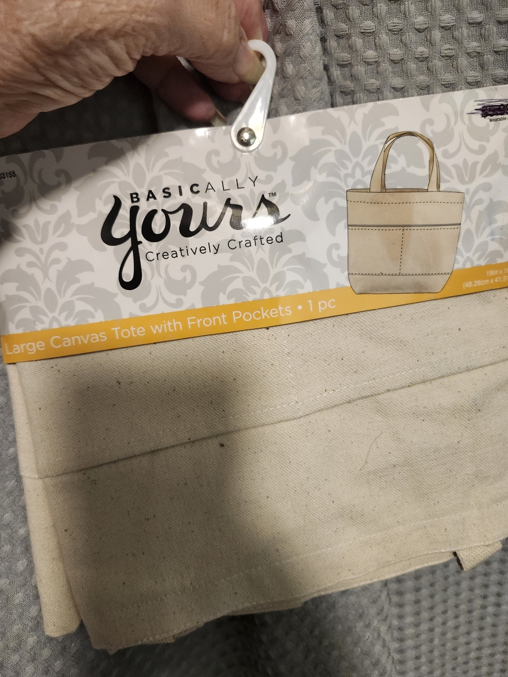 Cream Canvas Tote with Front Pockets